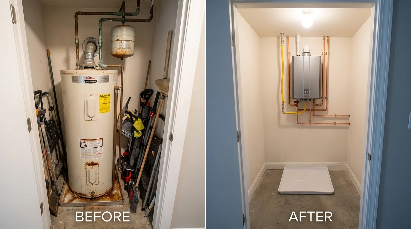 Tank water heater versus wall-mounted tankless unit comparison for Princeton, TX homeowners